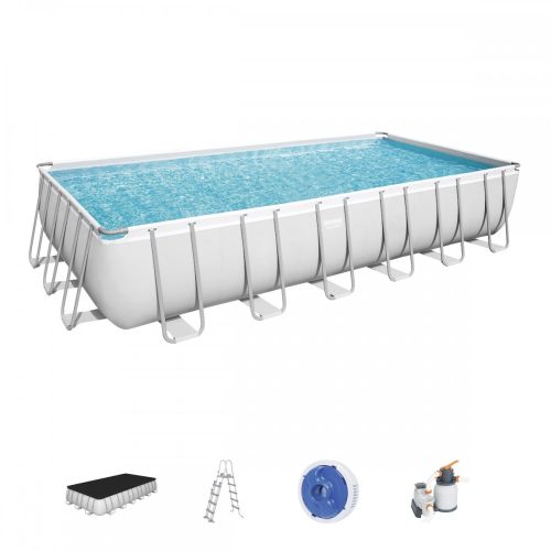 Bestway Szírosz szögletes, fémvázas medence szett 7.32m x 3.66m x 1.32m