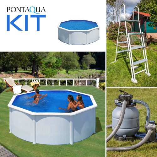 PONTAQUA KIT WHITE kerek fémfalas családi medence szett 3,0 x 1,2 m